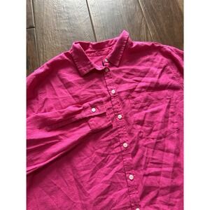 Gap Linen Blend Button Up Shirt Long Sleeve Pink Womens XL Top Career Resort